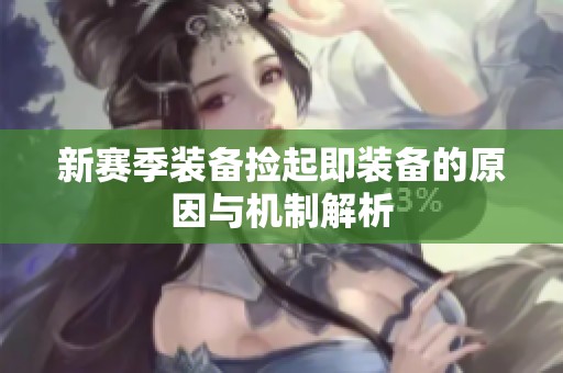新赛季装备捡起即装备的原因与机制解析