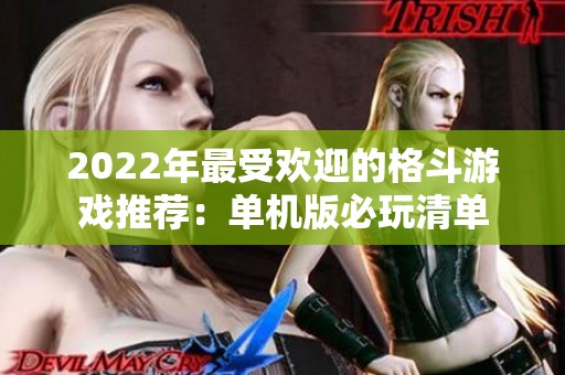 2022年最受欢迎的格斗游戏推荐：单机版必玩清单