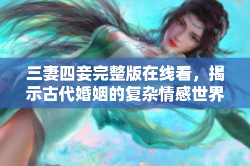 三妻四妾完整版在线看，揭示古代婚姻的复杂情感世界