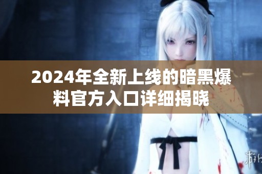 2024年全新上线的暗黑爆料官方入口详细揭晓