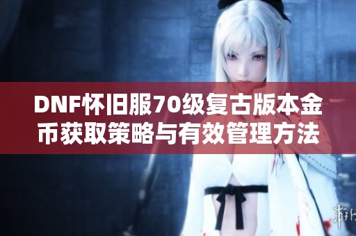 DNF怀旧服70级复古版本金币获取策略与有效管理方法分享