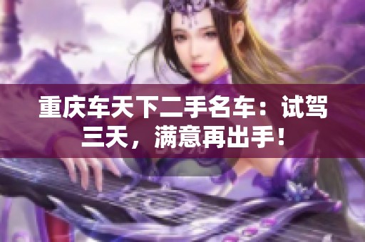 重庆车天下二手名车：试驾三天，满意再出手！