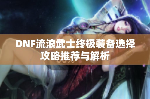 DNF流浪武士终极装备选择攻略推荐与解析