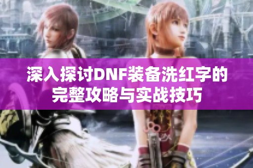 深入探讨DNF装备洗红字的完整攻略与实战技巧
