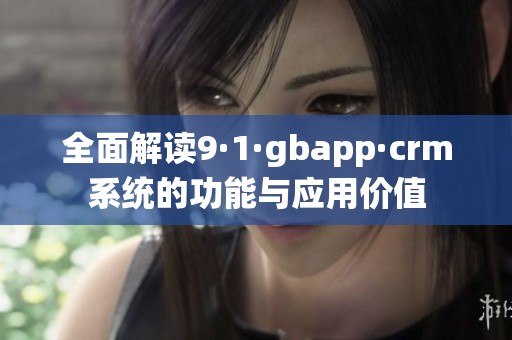 全面解读9·1·gbapp·crm系统的功能与应用价值