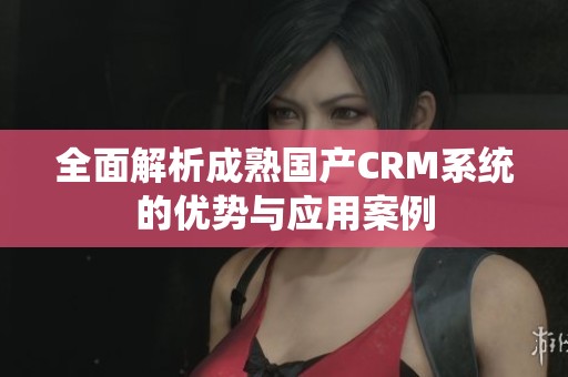 全面解析成熟国产CRM系统的优势与应用案例