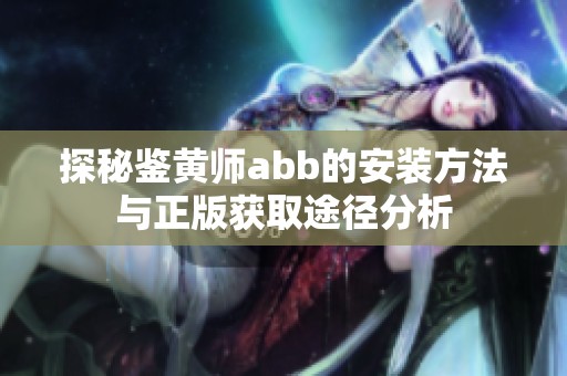 探秘鉴黄师abb的安装方法与正版获取途径分析