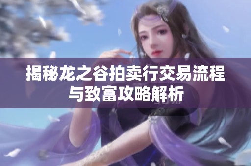 揭秘龙之谷拍卖行交易流程与致富攻略解析