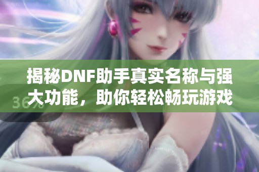 揭秘DNF助手真实名称与强大功能，助你轻松畅玩游戏世界