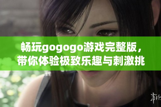 畅玩gogogo游戏完整版，带你体验极致乐趣与刺激挑战