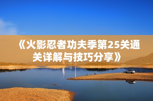 《火影忍者功夫季第25关通关详解与技巧分享》