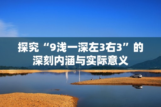 探究“9浅一深左3右3”的深刻内涵与实际意义